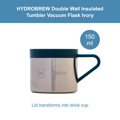 HYDROBREW Insulated 650ml Vacuum Flask w/2x 150ml Cup-Ivory