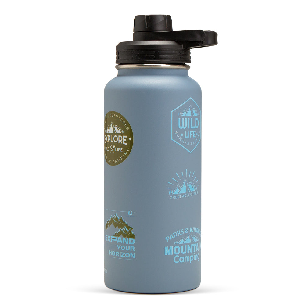 HYDROBREW - Vacuum Insulated Travel Water Bottle w/Sling Bag, 950ml, Blue