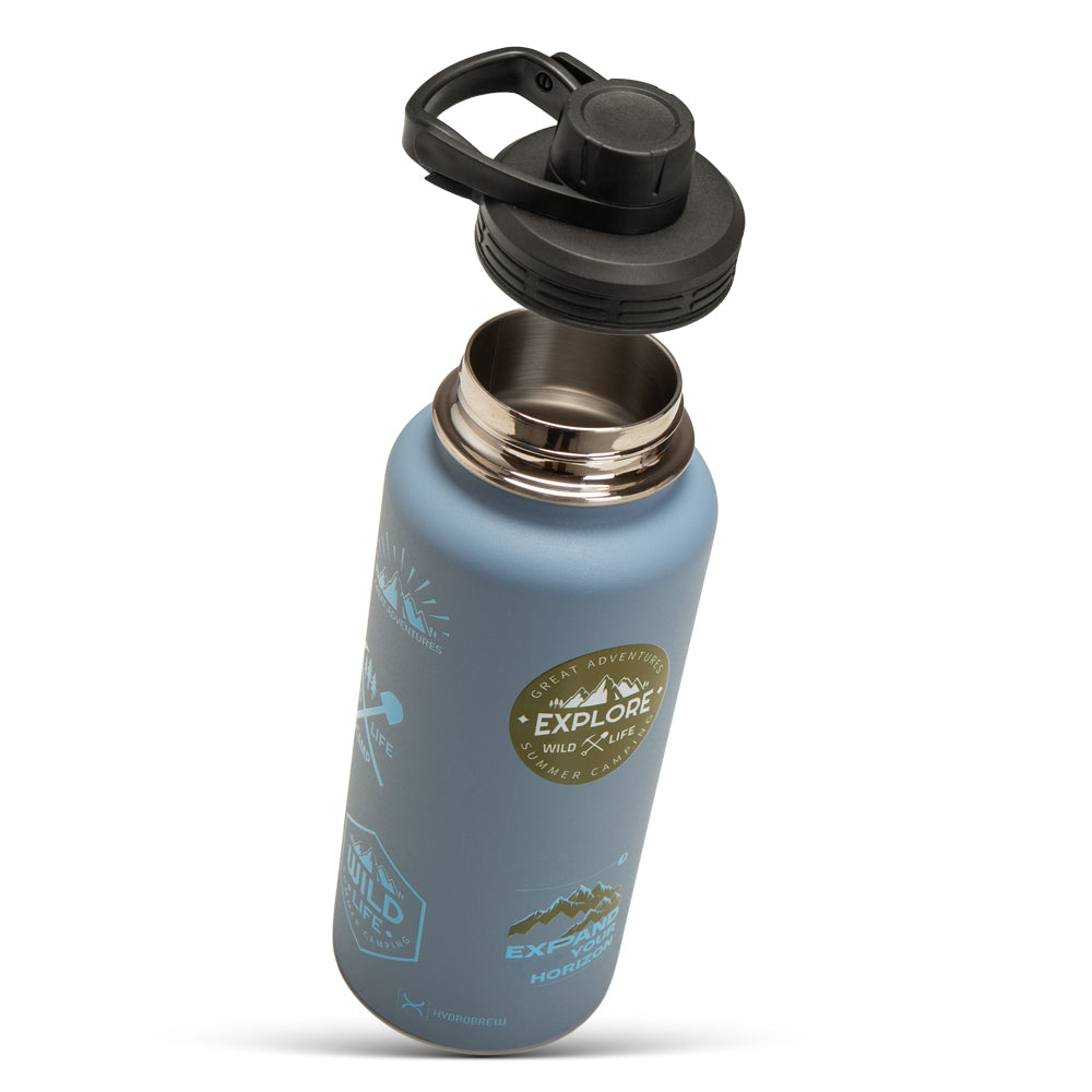 HYDROBREW - Vacuum Insulated Travel Water Bottle w/Sling Bag, 950ml, Blue