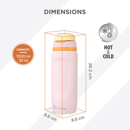 Hydrobrew Sip Switch Stainless Steel Water Bottle - Pink Sorbet