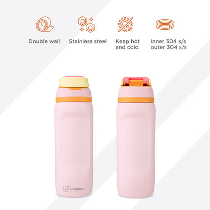Hydrobrew Sip Switch Stainless Steel Water Bottle - Pink Sorbet