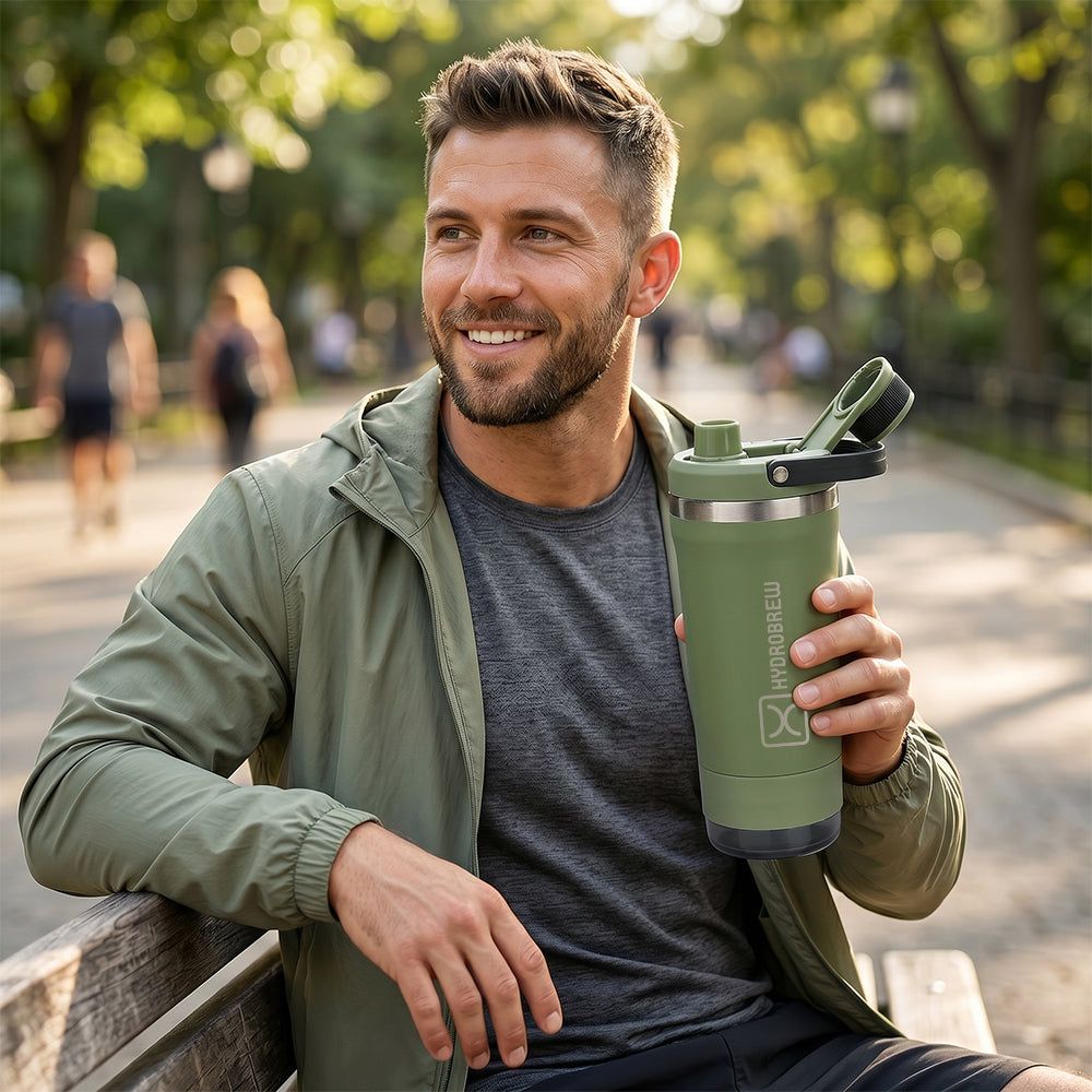 Hydrobrew Sip Core Stainless Steel Bottle w/t Tritan™ Container - 18/8 Premium Double Wall Stainless Steel - URBAN STONE