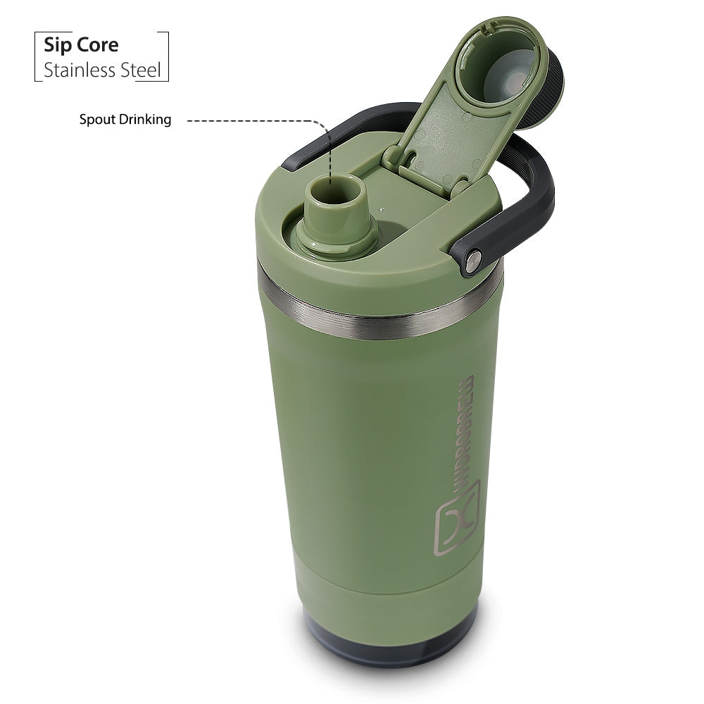 Hydrobrew Sip Core Stainless Steel Bottle w/t Tritan™ Container - 18/8 Premium Double Wall Stainless Steel - URBAN STONE