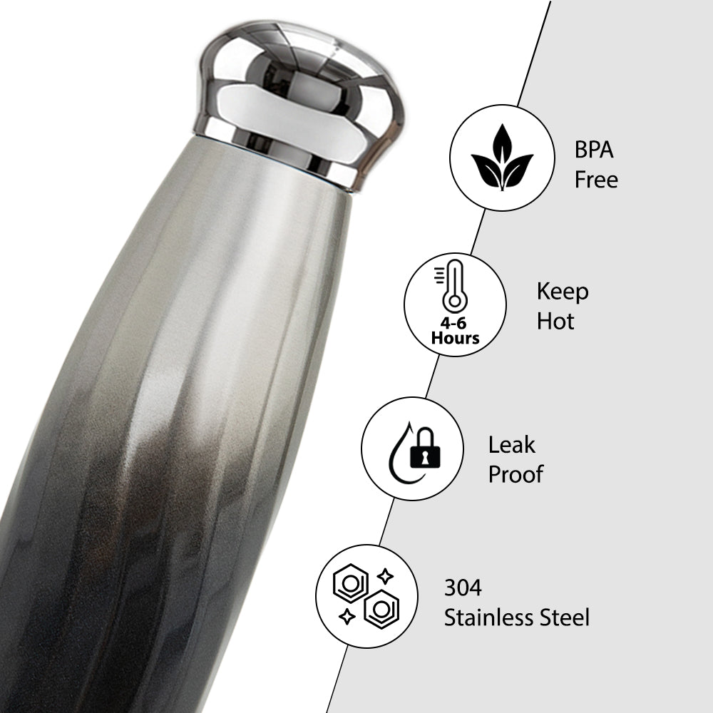 Hydrobrew Double Wall Stainless Steel Water Bottle 420ml – Leakproof Insulated Bottle, Graphite Glow