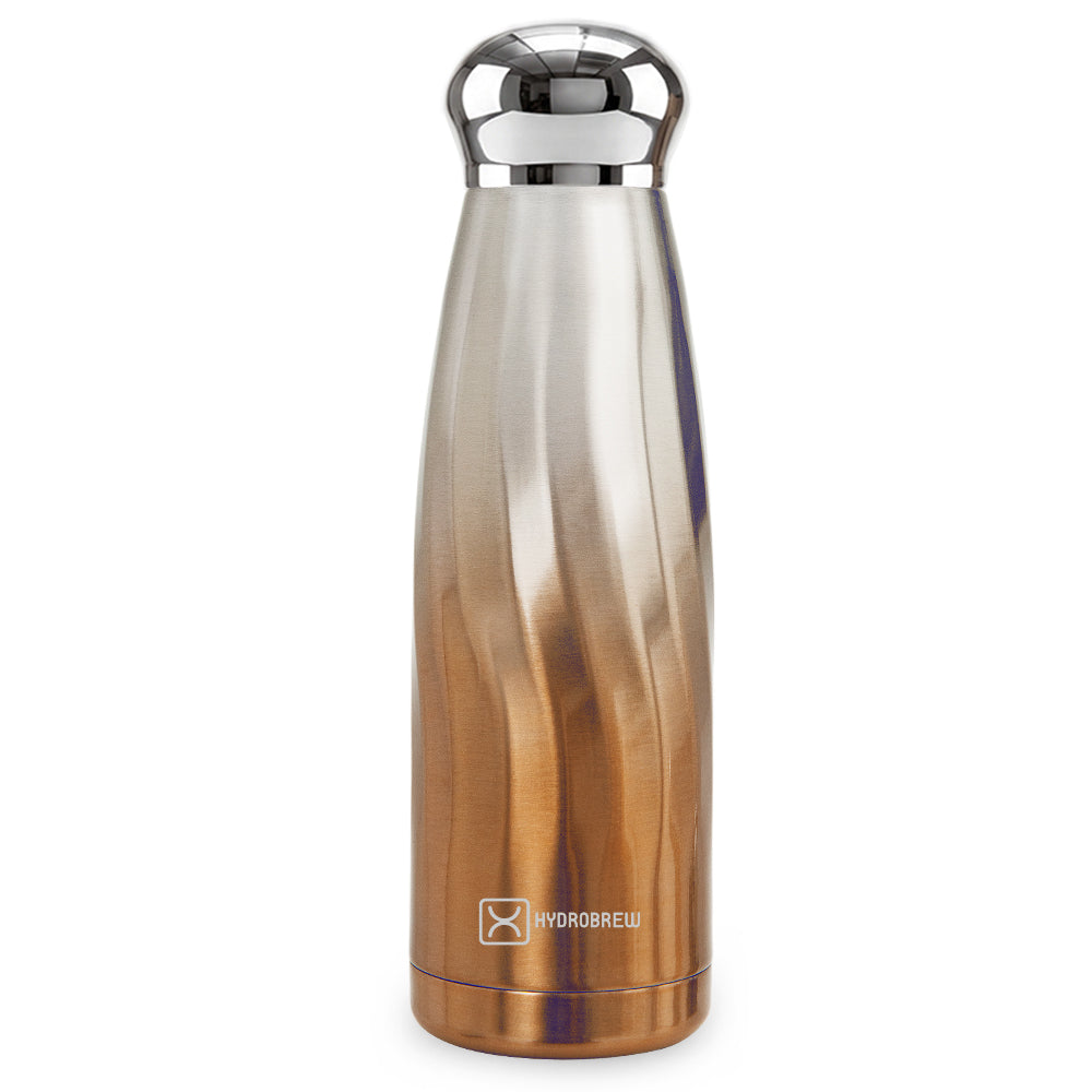 Hydrobrew Double Wall Stainless Steel Water Bottle 420ml – Leakproof Insulated Bottle, Bronze Mist