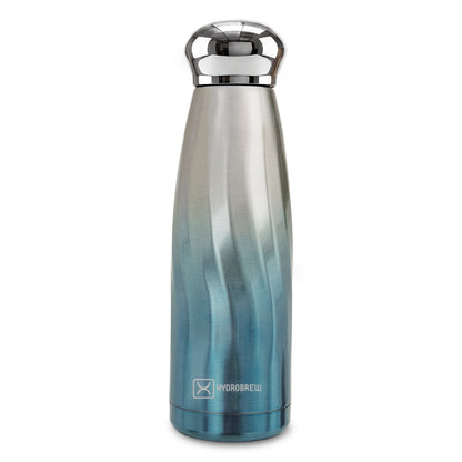 Hydrobrew Double Wall Stainless Steel Water Bottle 420ml – Leakproof Insulated Bottle, Blue Mirage
