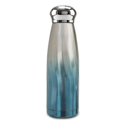 Hydrobrew Double Wall Stainless Steel Water Bottle 420ml – Leakproof Insulated Bottle, Blue Mirage