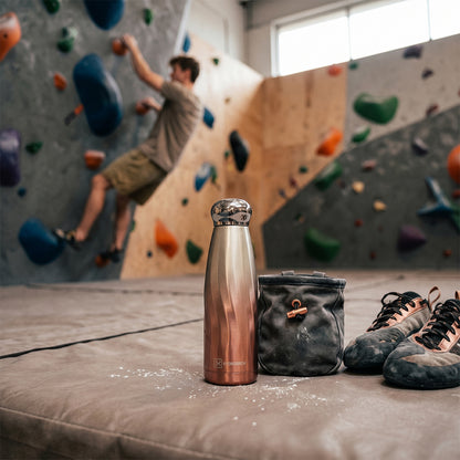 Hydrobrew Double Wall Stainless Steel Water Bottle 420ml – Leakproof Insulated Bottle, Desert Rose