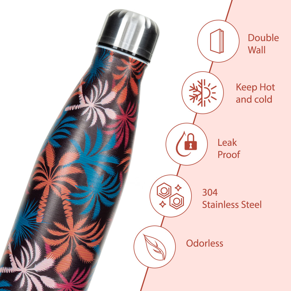 Hydrobrew Double wall Stainless Steel Water Bottle 500ML  - Midnight Tropics