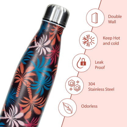 Hydrobrew Double wall Stainless Steel Water Bottle 500ML  - Midnight Tropics