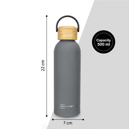 Hydrobrew Double Wall Stainless Steel Water Bottle 500ML  - Grey