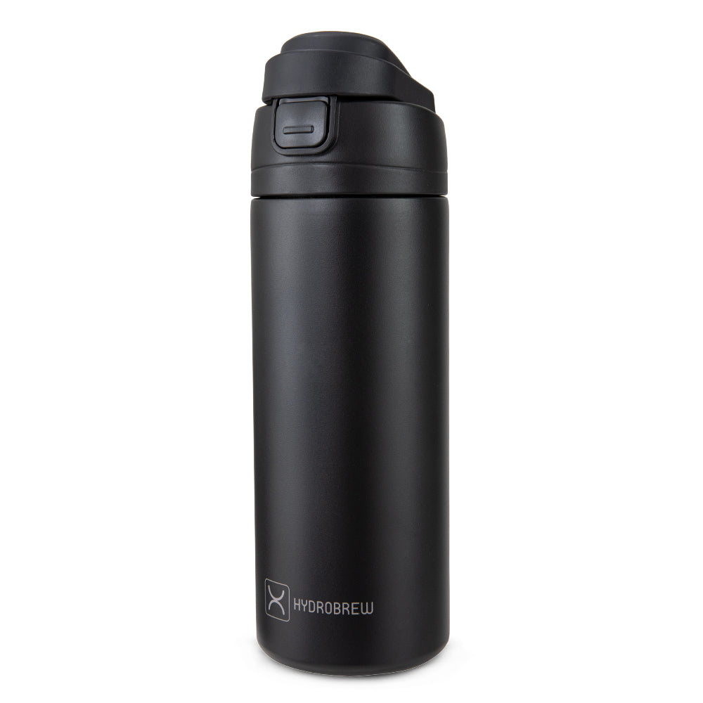 HydroBrew SipSwitch™ Insulated Water Bottle 720ml – Leakproof, Stainless Steel, Straw & Spout Lid -Carbon