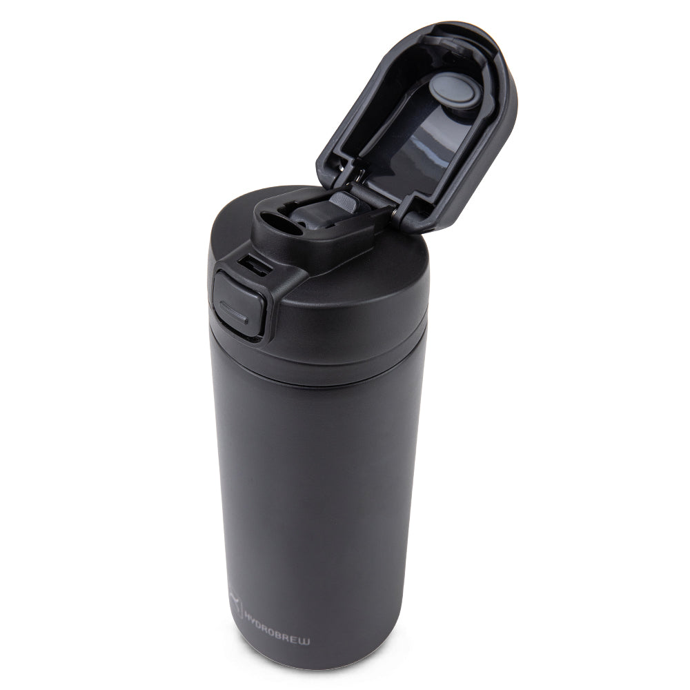 HydroBrew SipSwitch™ Insulated Water Bottle 720ml – Leakproof, Stainless Steel, Straw & Spout Lid -Carbon