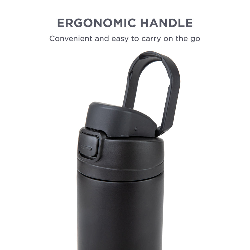 Hydrobrew Personalized SipSwitch™ Insulated Water Bottle 720ml – Leakproof, Stainless Steel, Straw & Spout Lid -Carbon