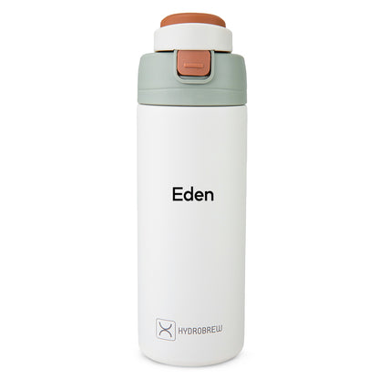 Hydrobrew Personalized SipSwitch™ Insulated Water Bottle 720ml – Leakproof, Stainless Steel, Straw & Spout Lid -Ivory Grove