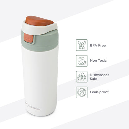 Hydrobrew Personalized SipSwitch™ Insulated Water Bottle 720ml – Leakproof, Stainless Steel, Straw & Spout Lid -Ivory Grove