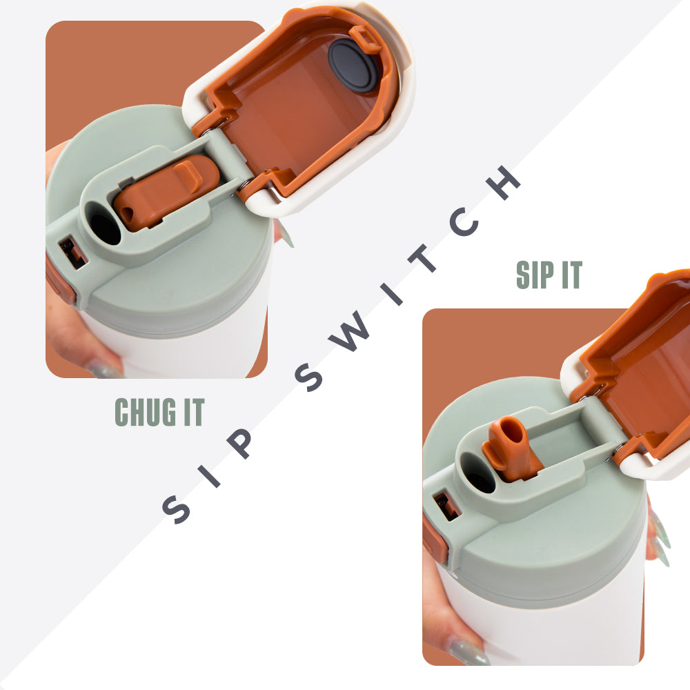 Hydrobrew Personalized SipSwitch™ Insulated Water Bottle 720ml – Leakproof, Stainless Steel, Straw & Spout Lid -Ivory Grove