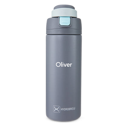 Hydrobrew Personalized SipSwitch™ Insulated Water Bottle 720ml – Leakproof, Stainless Steel, Straw & Spout Lid -Graphite