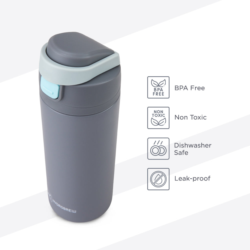 Hydrobrew Personalized SipSwitch™ Insulated Water Bottle 720ml – Leakproof, Stainless Steel, Straw & Spout Lid -Graphite