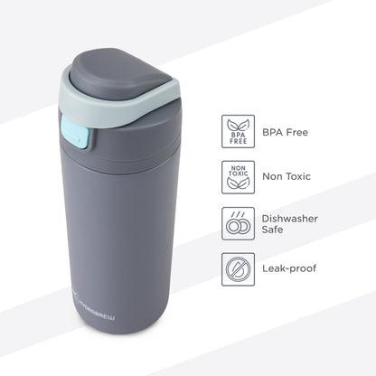 Hydrobrew Personalized SipSwitch™ Insulated Water Bottle 720ml – Leakproof, Stainless Steel, Straw & Spout Lid -Graphite