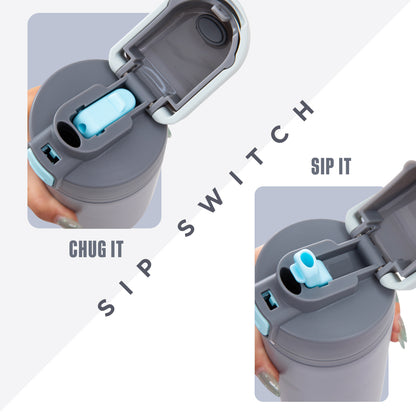 Hydrobrew Personalized SipSwitch™ Insulated Water Bottle 720ml – Leakproof, Stainless Steel, Straw & Spout Lid -Graphite