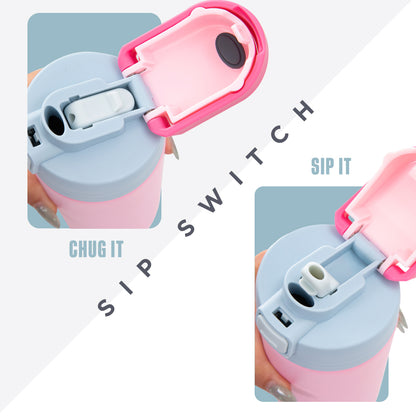HydroBrew SipSwitch™ Insulated Water Bottle 720ml – Leakproof, Stainless Steel, Straw & Spout Lid -Rose Silk