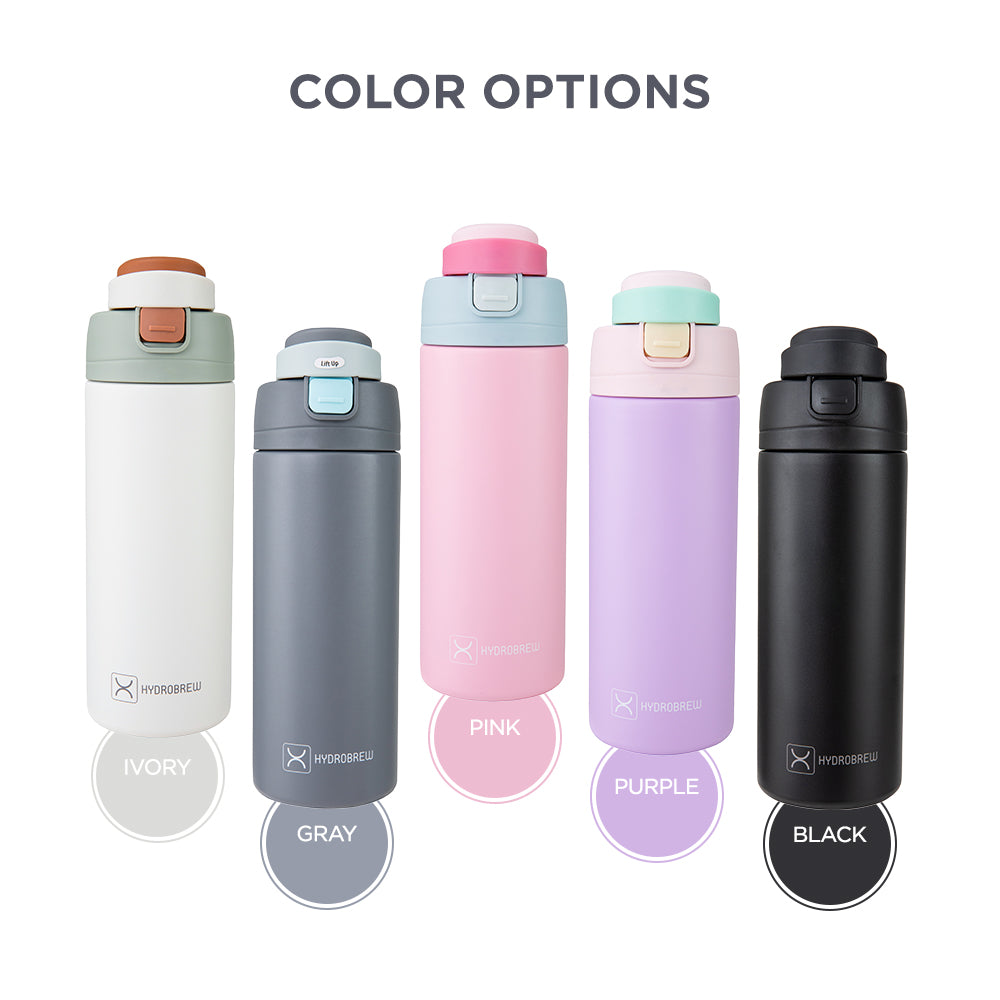 Hydrobrew Personalized SipSwitch™ Insulated Water Bottle 720ml – Leakproof, Stainless Steel, Straw & Spout Lid -Rose Silk