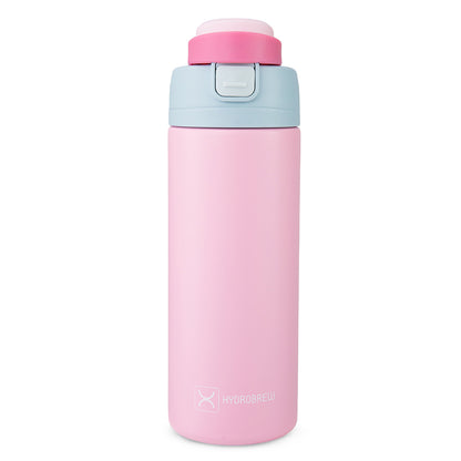 Hydrobrew Personalized SipSwitch™ Insulated Water Bottle 720ml – Leakproof, Stainless Steel, Straw & Spout Lid -Rose Silk