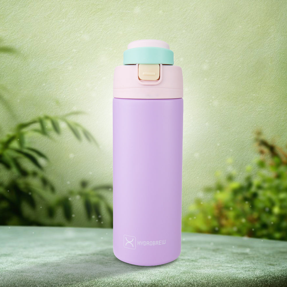 Hydrobrew Personalized SipSwitch™ Insulated Water Bottle 720ml – Leakproof, Stainless Steel, Straw & Spout Lid -Orchid Mist