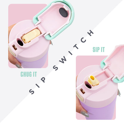 Hydrobrew Personalized SipSwitch™ Insulated Water Bottle 720ml – Leakproof, Stainless Steel, Straw & Spout Lid -Orchid Mist