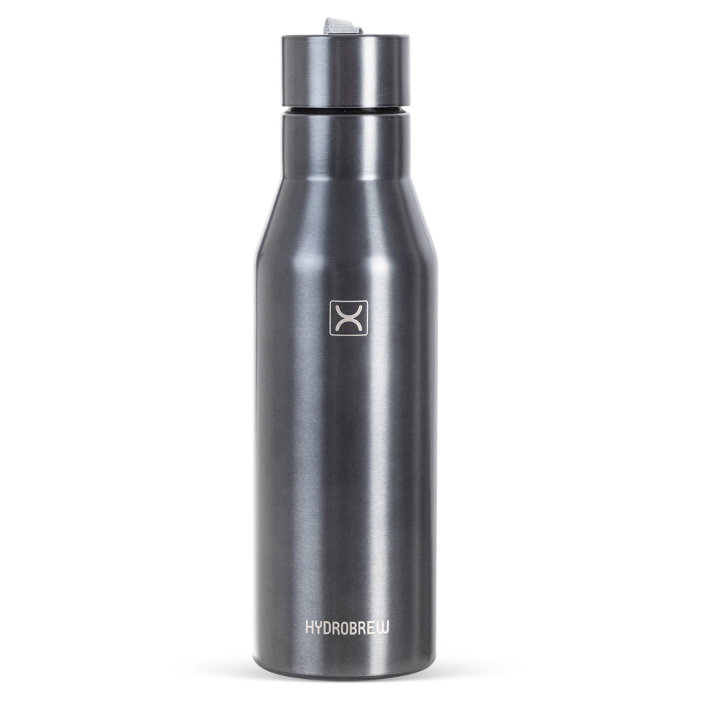 HYDROBREW Steel Water Bottle, 1L Grey