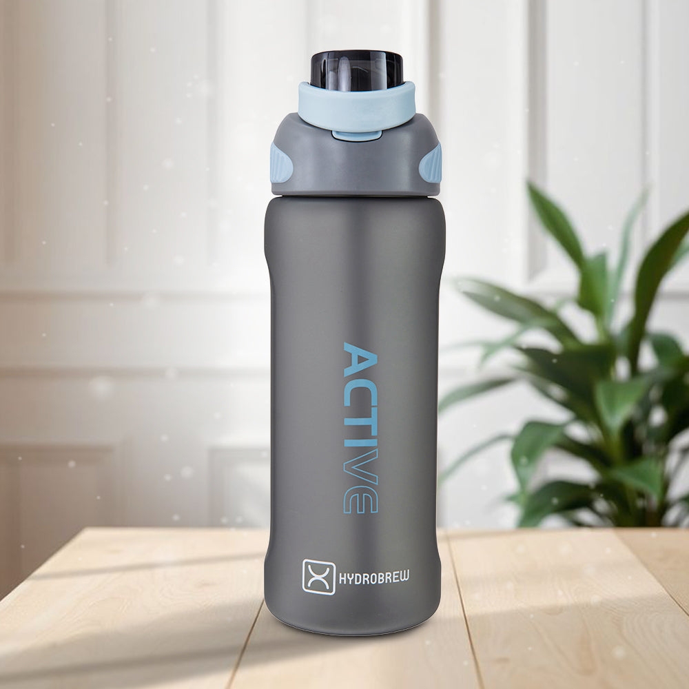 Hydrobrew Personalized Sip Switch Tritan Water Bottle 1000ml Leakproof, BPA Free, Straw & Spout Lid- Graphite