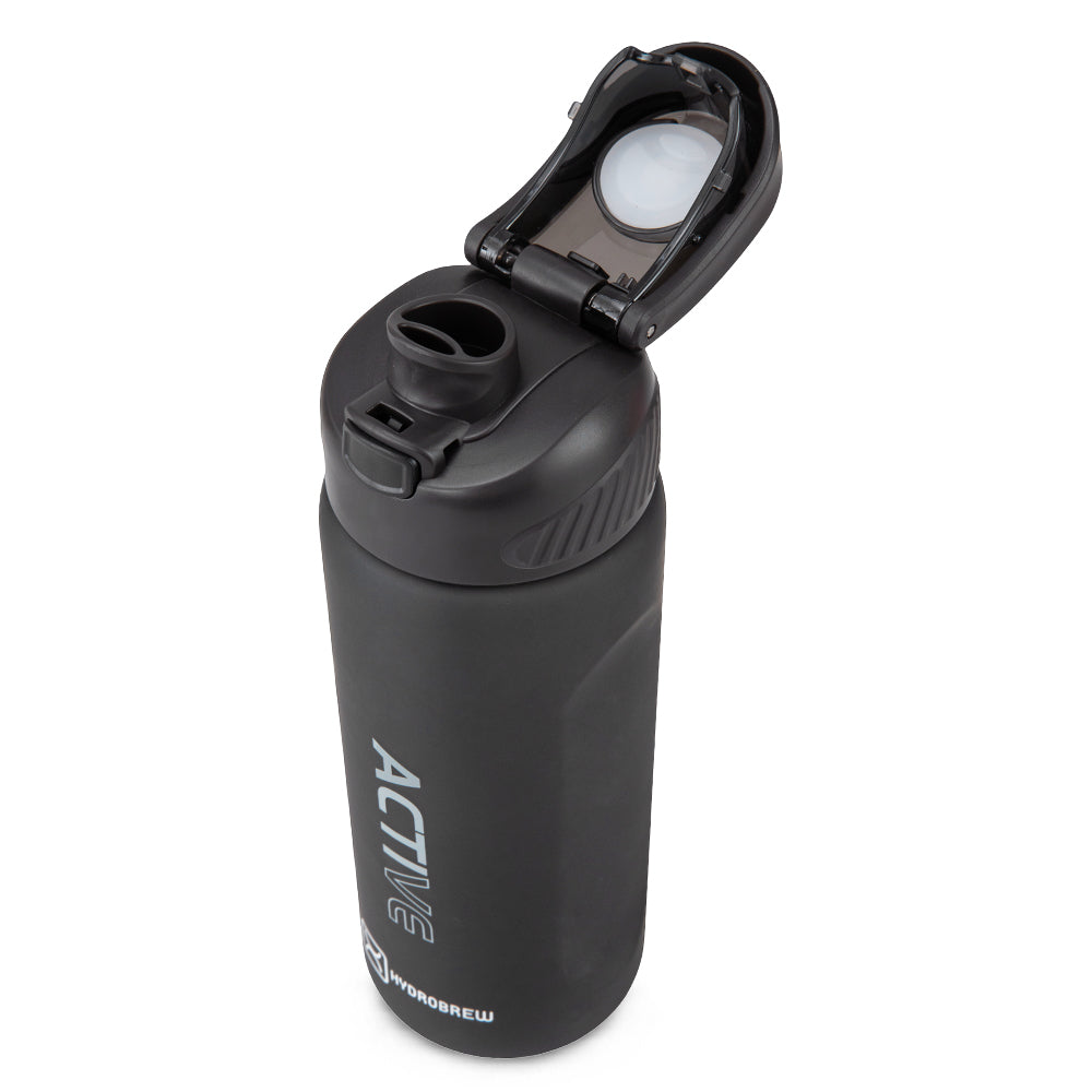 HYDROBREW Sip Switch Tritan Water Bottle 1000ml Leakproof, BPA Free, Straw & Spout Lid- Carbon