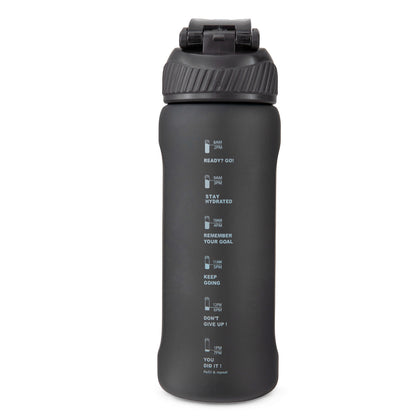 Hydrobrew Personalized Sip Switch Tritan Water Bottle 1000ml Leakproof, BPA Free, Straw & Spout Lid- Carbon
