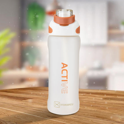 HYDROBREW Sip Switch Tritan Water Bottle 1000ml Leakproof, BPA Free, Straw & Spout Lid- Ivory Terracotta