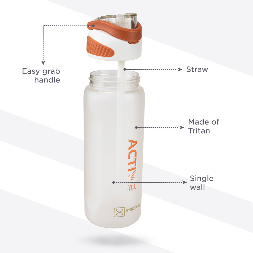 HYDROBREW Sip Switch Tritan Water Bottle 1000ml Leakproof, BPA Free, Straw & Spout Lid- Ivory Terracotta