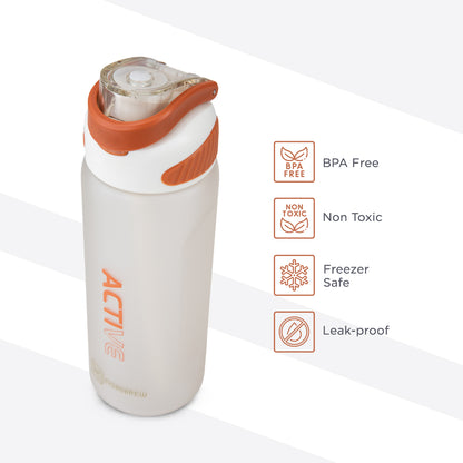 HYDROBREW Sip Switch Tritan Water Bottle 1000ml Leakproof, BPA Free, Straw & Spout Lid- Ivory Terracotta