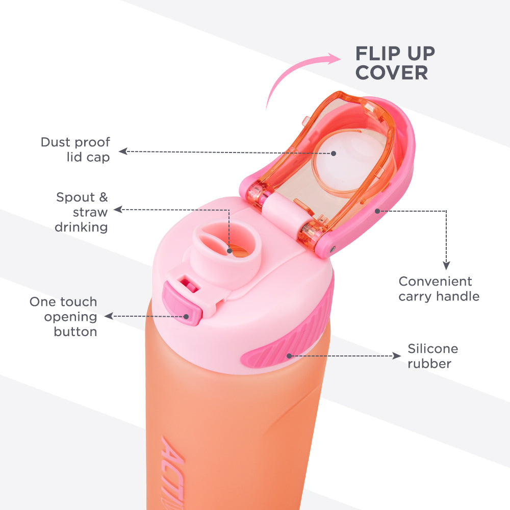 HYDROBREW Sip Switch Tritan Water Bottle 1000ml Leakproof, BPA Free, Straw & Spout Lid- Rose Silk