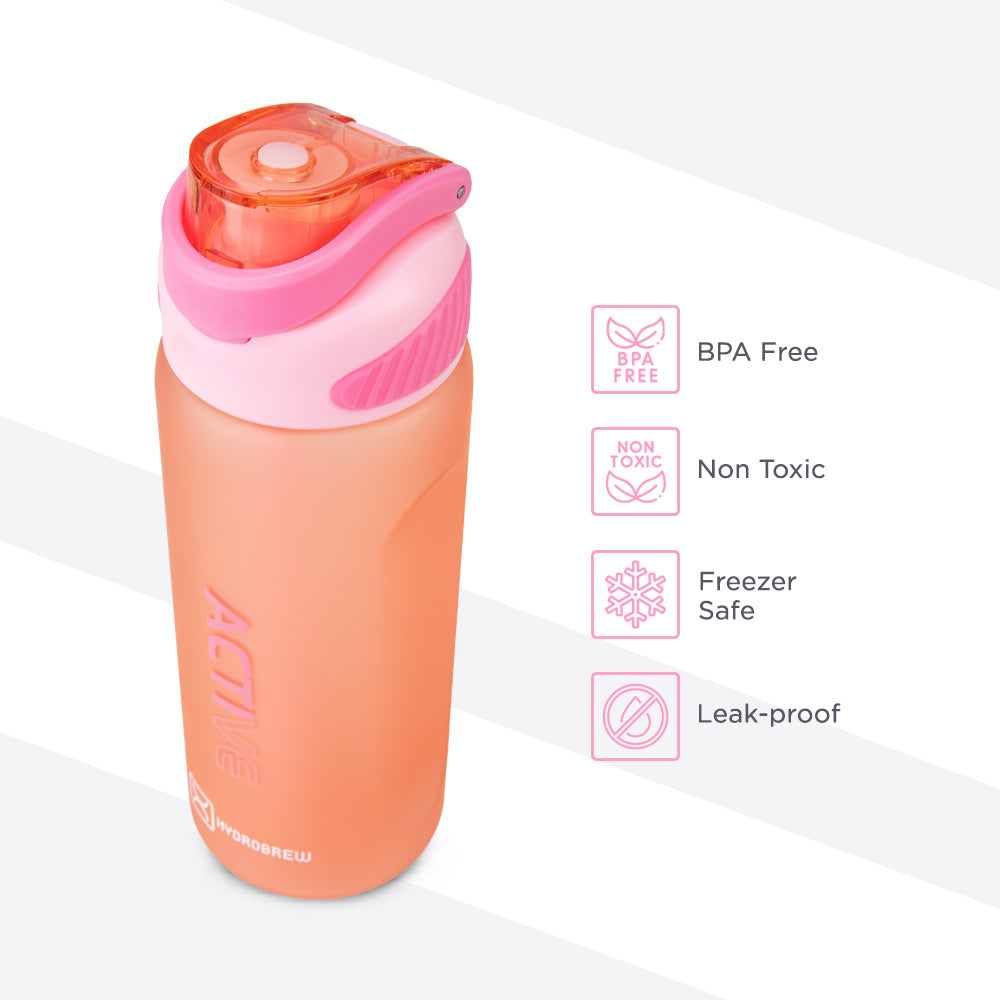 Hydrobrew Personalized Sip Switch Tritan Water Bottle 1000ml Leakproof, BPA Free, Straw & Spout Lid- Rose Silk