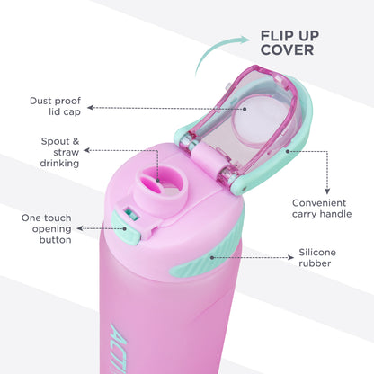 Hydrobrew Personalized Sip Switch Tritan Water Bottle 1000ml Leakproof, BPA Free, Straw & Spout Lid- Orchid Mist