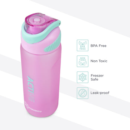 Hydrobrew Personalized Sip Switch Tritan Water Bottle 1000ml Leakproof, BPA Free, Straw & Spout Lid- Orchid Mist