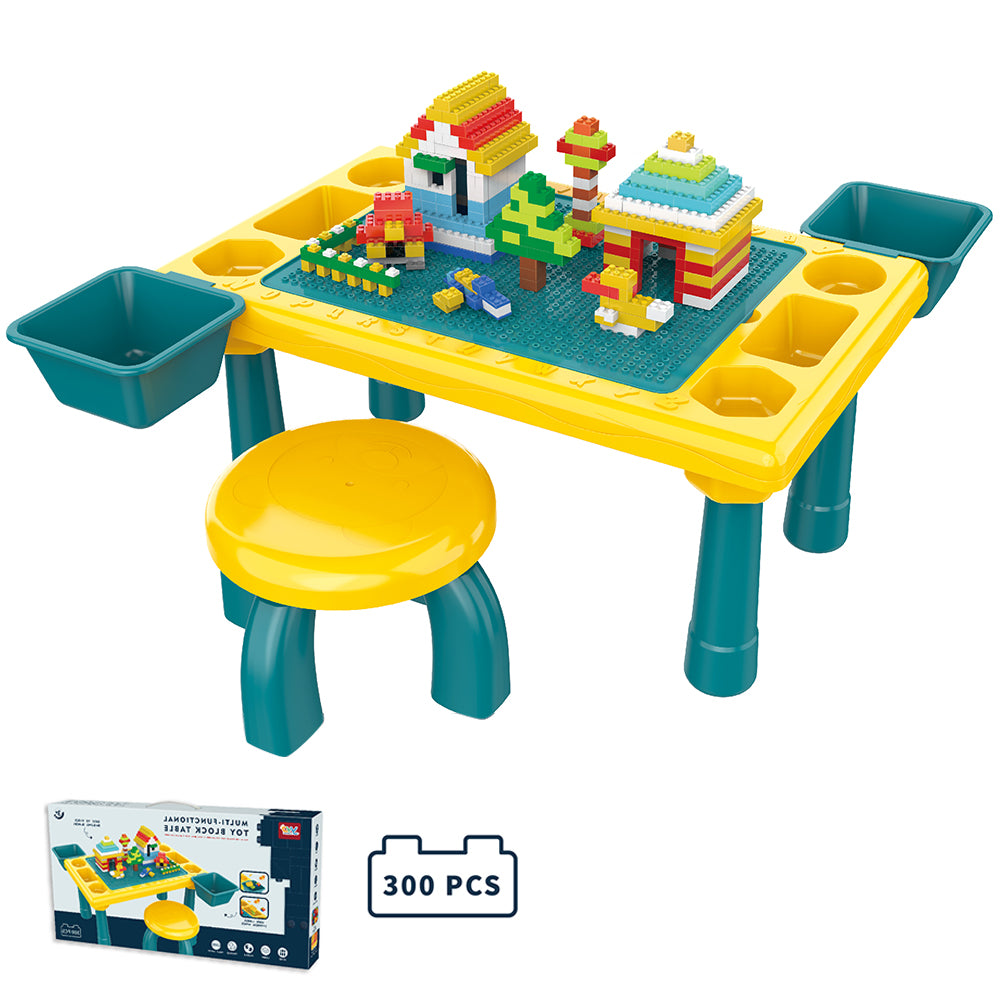 LITTLE STORY Blocks 4 In 1 Activity Table Wt Stool - Green