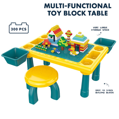 LITTLE STORY Blocks 4 In 1 Activity Table Wt Stool - Green