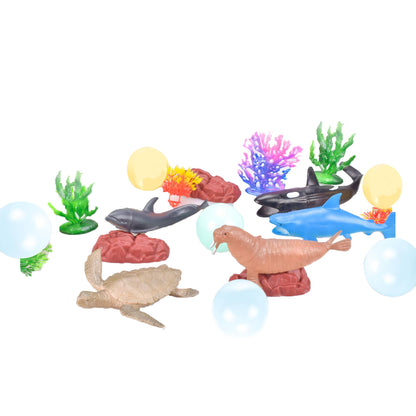 LITTLE STORY 21Pcs Ocean World Bucket Set 5Pcs With Marine Animal, 5Pcs Ocean Ball Accessories and 1 Basket - Multicolor
