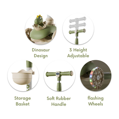 LITTLE STORY Kids Scooter & Ride on – Dinosaur Green