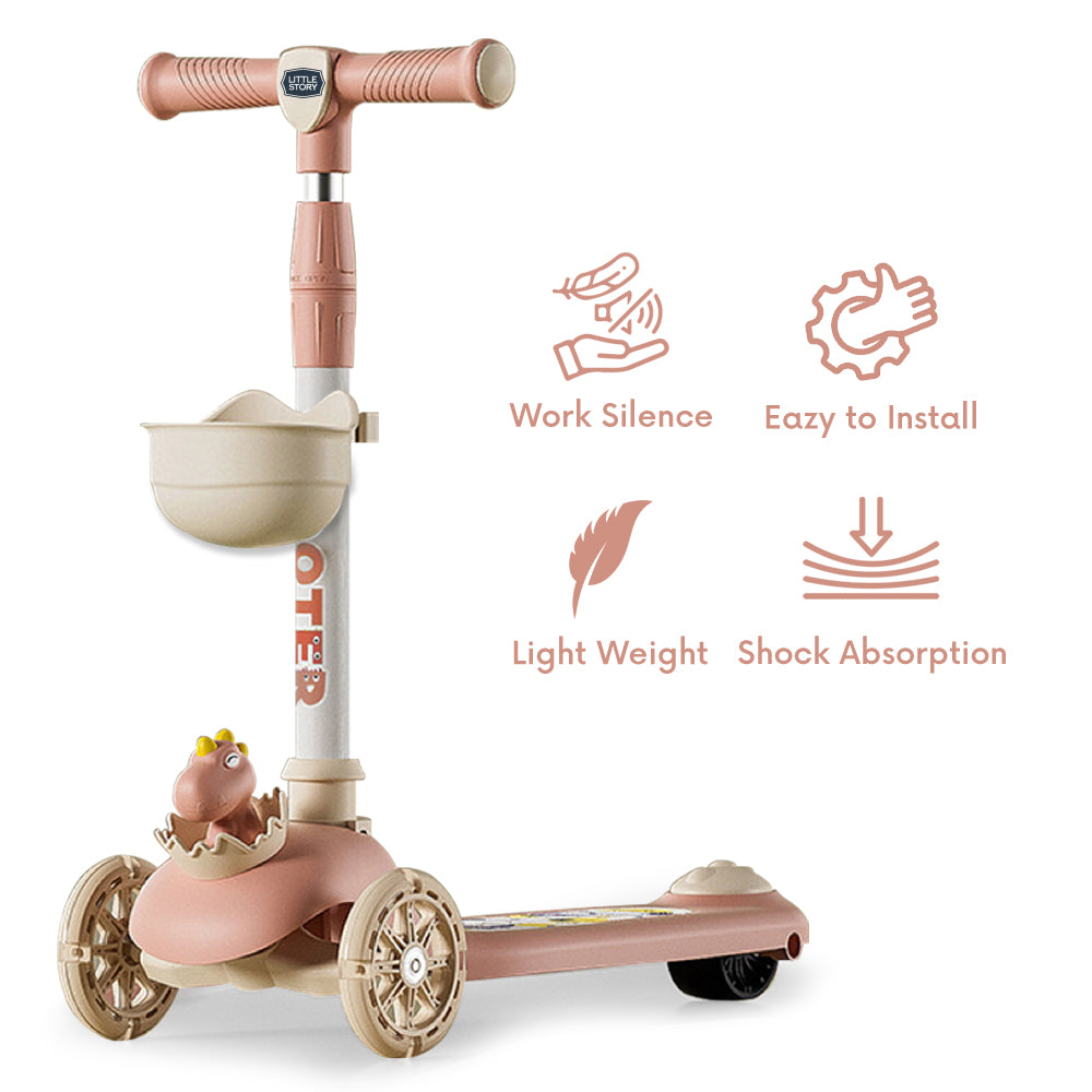 LITTLE STORY Kids Scooter & Ride on – Dinosaur Pink