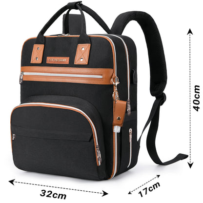LITTLE STORY 2in1 Diaper Bag w/Sanitizer Bottle keychain & Stroller Hooks - Black