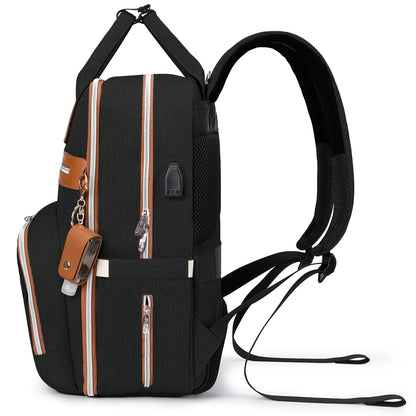 LITTLE STORY 2in1 Diaper Bag w/Sanitizer Bottle keychain & Stroller Hooks - Black