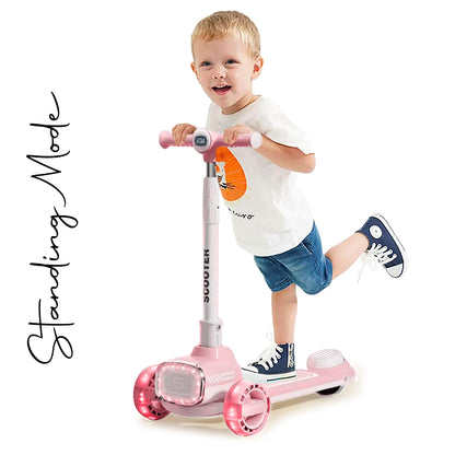 LITTLE STORY Kids Scooter w/Ride On & Push Handle - Pink