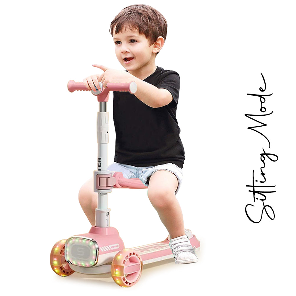 LITTLE STORY Kids Scooter w/Ride On & Push Handle - Pink